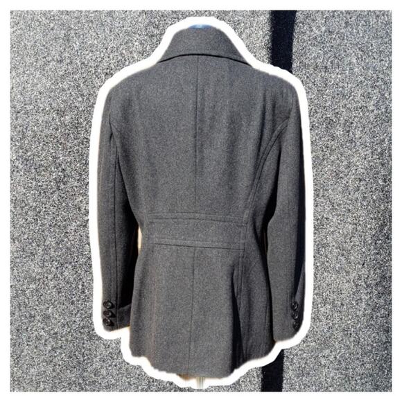 LONDON TOWNE GREY WOOL SINGLE BREASTED OVERCOAT SZ LARGE EXTRA BUTTONS - Picture 3 of 7